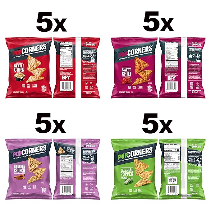 PopCorners Popped Corn Snacks, Sweet Heat Variety Pack, Gluten Free, 1 Oz (Pack of 20)