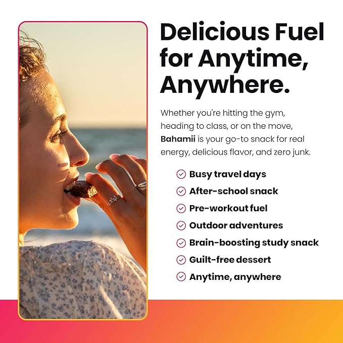 Bahamii Snack Bars, Made with Dates & Nuts, Healthy Snacks, Gluten Free, Good Source of Fiber, Only 6 Ingredients, For Kids & Adults, No Added Sugar, Vegan, 4 Pack, Coconut Vanilla