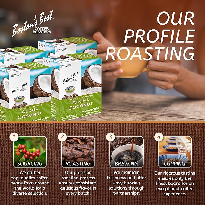 Boston’s Best - Aloha Coconut Flavored Delicious Gourmet Coffee Compatible with Keurig Coffee Maker, 24 Count (Pack of 4)