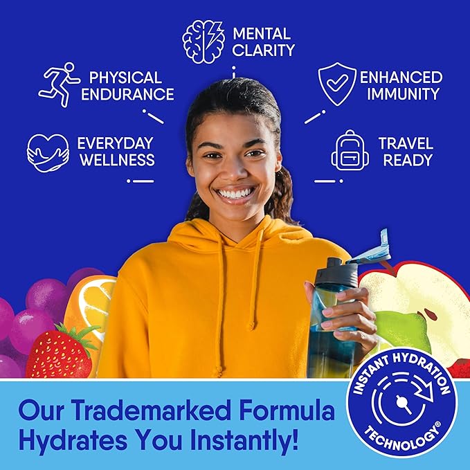 GoHydrate Instant Hydration Powder Packets - Low Sodium Electrolytes Drink Mix - Natural Hydration Support, Sugar Free Electrolyte Flavored Powder Drink with Vitamin D, 10 Packs, Mixed