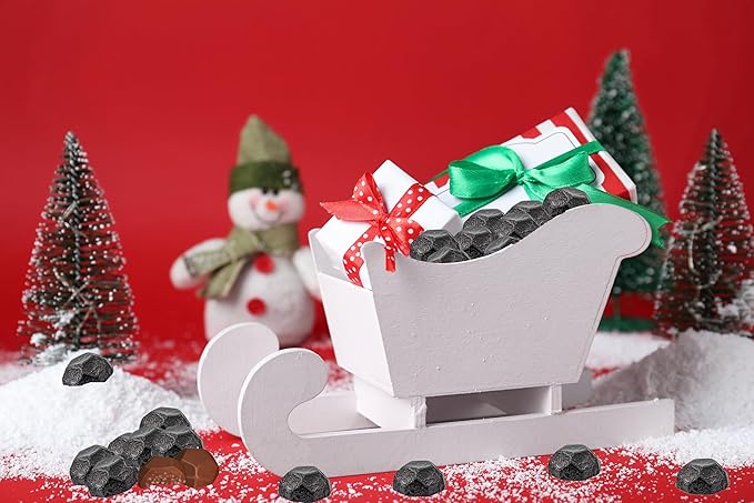 Fruidles Christmas Coal Chocolate Milk Double Crispy Coal, Party Bag Fillers, Individually Wrapped Foils, Kosher Certified (20 Count (Half-Pound))