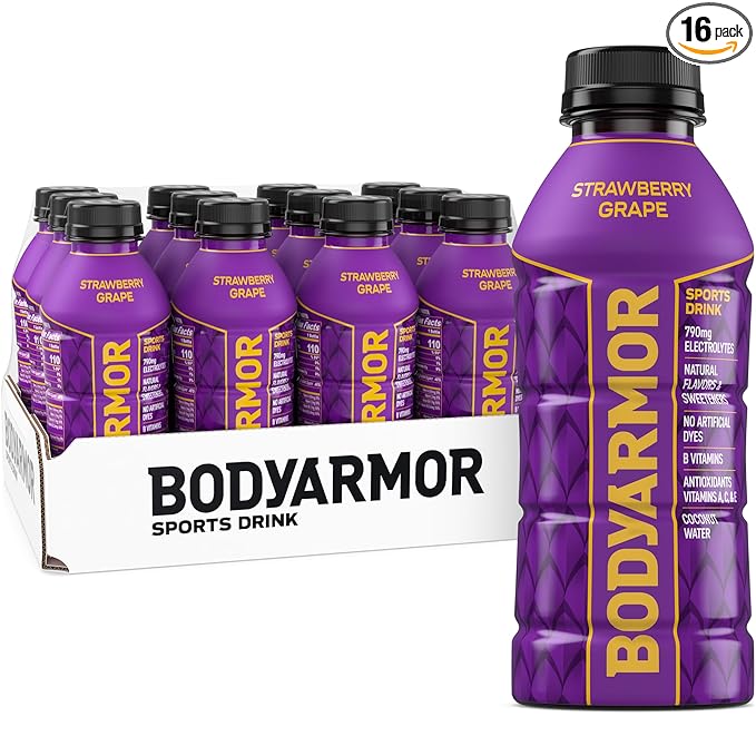 BODYARMOR Sports Drink, Strawberry Grape, Electrolyte Drink Hydration, 16 Fl Oz Bottles (12 Pack), Flavored Coconut Water with B Vitamins & Antioxidants