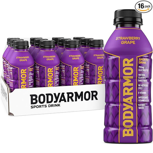 BODYARMOR Sports Drink, Strawberry Grape, Electrolyte Drink Hydration, 16 Fl Oz Bottles (12 Pack), Flavored Coconut Water with B Vitamins & Antioxidants