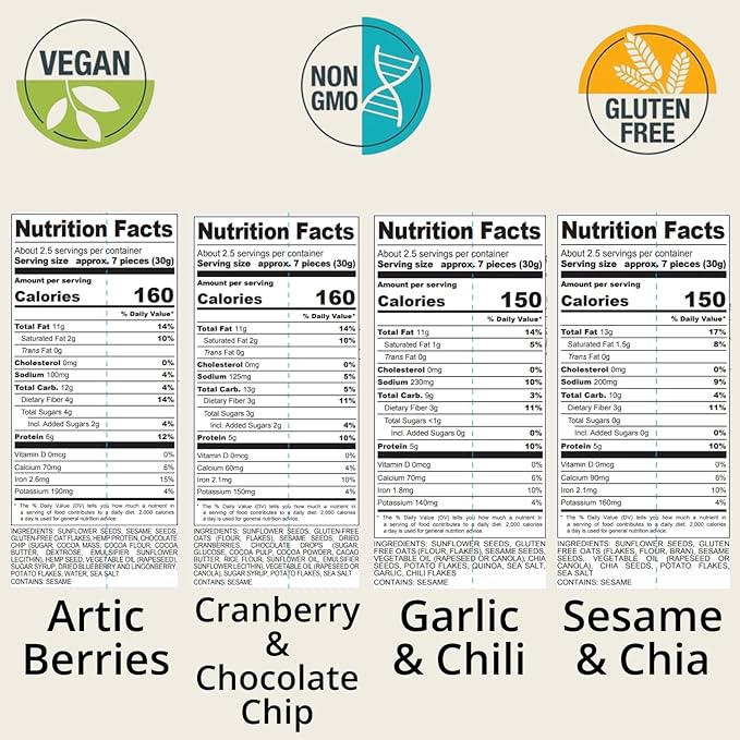 ROSTEN SeedBoost Seed Crackers (8 Pack) Variety Pack - Vegan, Non-GMO, Gluten Free (2.5oz Each)