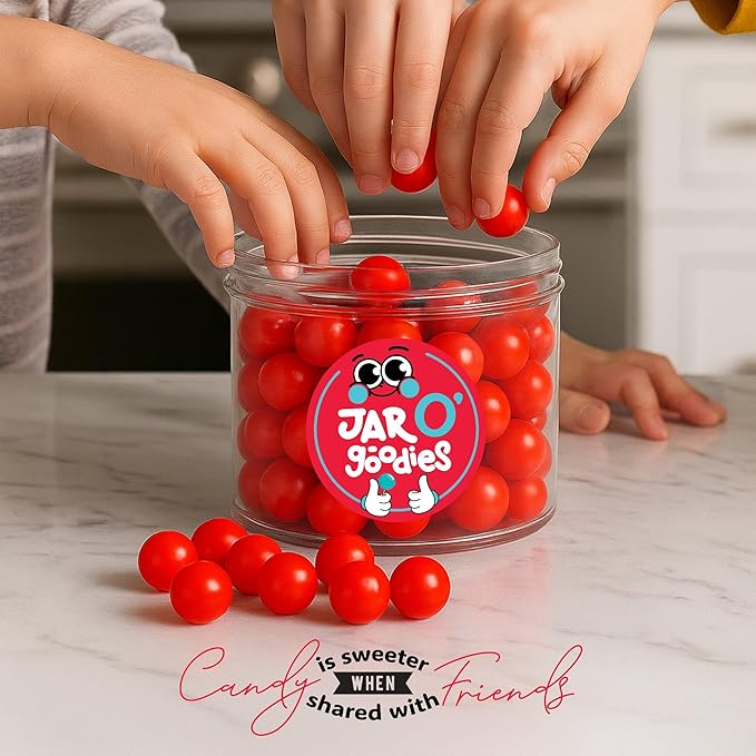 Jar O' Goodies - Valentines Day Sweet Treats, Cherry Sours Red Candy Balls Gift Set, Original Chewy Candies (6 Ounce, 1 Pack) Party Favor - Gluten & Nut Free, Kosher Parve