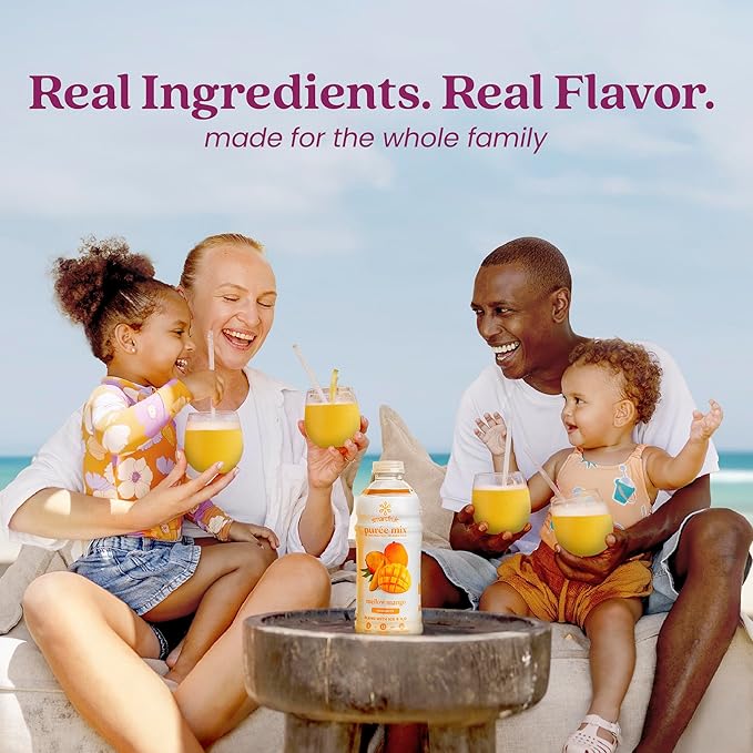 Smartfruit Mellow Mango + Immunity – 100% Real Fruit Purée w/Mango, Banana, Apple, Pineapple – Great for Smoothies, Juice, Yogurt, Cocktails, Tea – High in Vitamin C, Selenium, Zinc – 2-Pk, 48oz Each