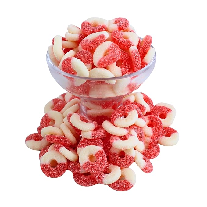 Watermelon Gummy Rings Candy - Fresh, Soft, and Chewy Sugar Dusted Gourmet Watermelon Gummy Candy Rings (2 Pound)