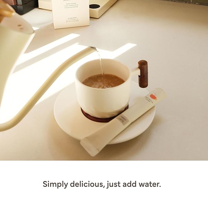 Saccha Coffee Zero Sugar Korean Instant Stick Coffee – First Grade Milk, Medium Roast Sweet Latte, 10 Sticks, Diet-Friendly, No Cholesterol, All-in-One Mix (50, 50 Sachets)