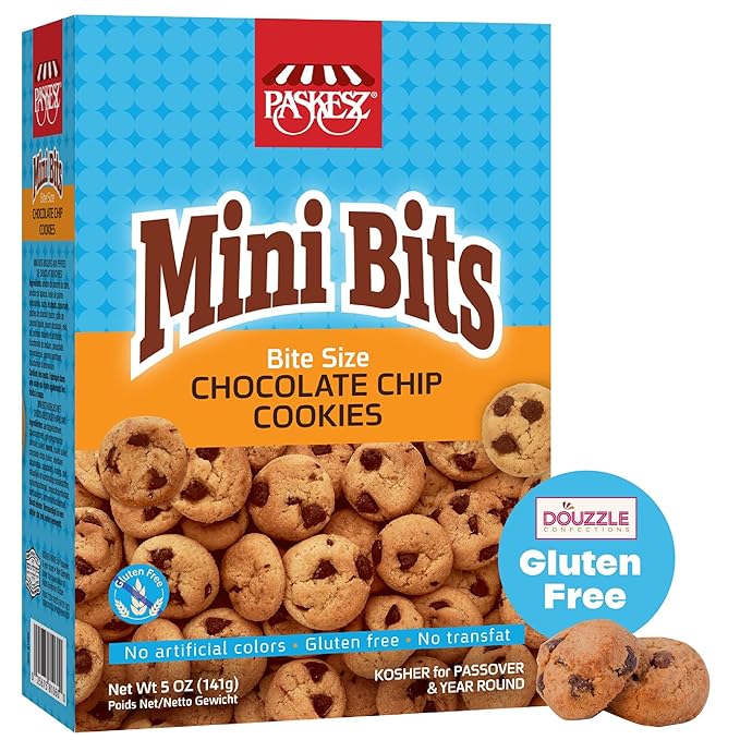 DOUzzle Gluten Free Cookies, Bite Size Chocolate Chip (5 OZ - Pack of 1) Non Gebrokts Kosher for Passover Food Snacks - No Artificial Colors or Preservatives