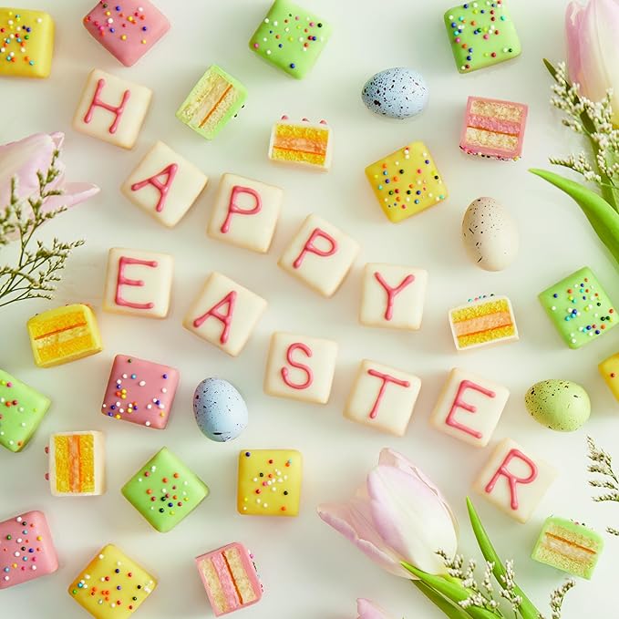 The Wisconsin Cheeseman Mini Easter Petits Fours: A Delightful Cake Assortment of Decadent Petit Four Layer Cakes, and Gourmet Easter Treats - A Gift of 36 (.25 oz. each) for Your Easter Basket