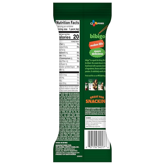 Bibigo Seaweed Crisps, Hot Chili, 0.14 Ounce (Pack of 1)