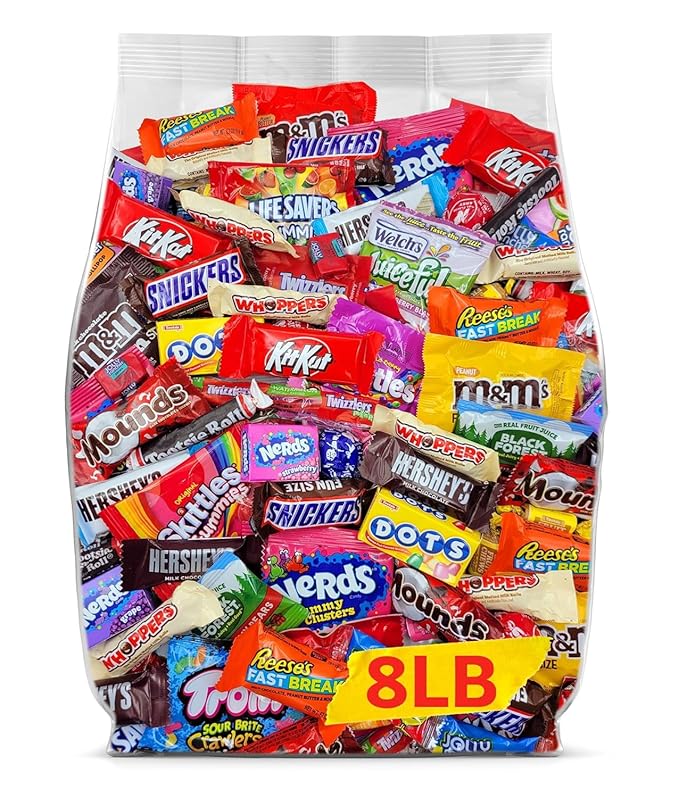 Assorted Chocolate Candy Variety Pack - 8lb Bulk Chocolate Candy Mix - Individually Wrapped Chocolate Candies for Party Favors, Office & School Treats, Goodie Bags, Parades and Pinata Candies - 8 Pound Box of Bulk Candy