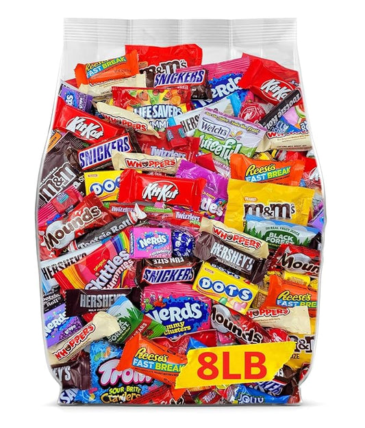 Assorted Chocolate Candy Variety Pack - 8lb Bulk Chocolate Candy Mix - Individually Wrapped Chocolate Candies for Party Favors, Office & School Treats, Goodie Bags, Parades and Pinata Candies - 8 Pound Box of Bulk Candy