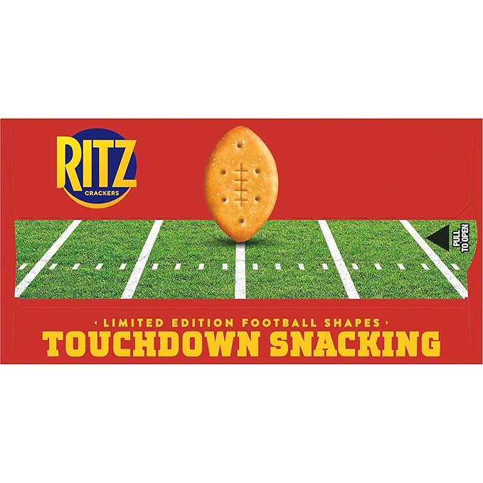 RITZ Football Shapes Original Crackers, Snacks for Kids and Adults, Party Snacks, Limited Edition, 12.3 oz