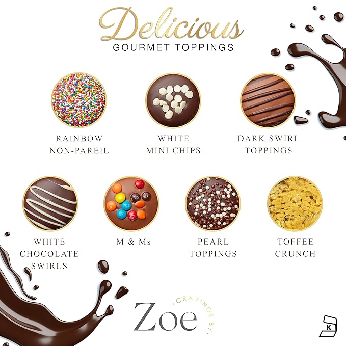 CRAVINGS BY ZOE Gourmet Chocolate Covered Cookie Gift Box | 12 Count | Kosher Gourmet Belgian Chocolate Treats Food Gift Basket | Birthday Gifts for Women & Men Mom Dad Husband Wife Kids