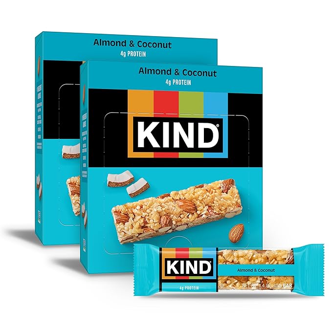 KIND Nut Bars, Almond & Coconut, Healthy Snack Bars, Gluten Free, Low Sodium, 3g Protein, 24 Count