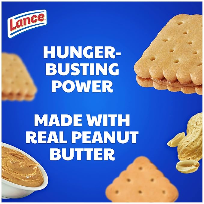 Lance Sandwich Cookies, Nekot Peanut Butter, 20 Individually Wrapped Packs, 6 Sandwiches Each (Pack of 6)