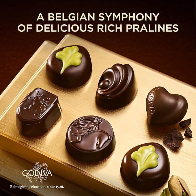 Godiva Gold Dark Chocolate Gift Box, Belgian Dark Chocolates with Pralinés, Ganaches & Caramels, Gourmet Gift for Birthdays, Holidays, Kosher, 15 Pc