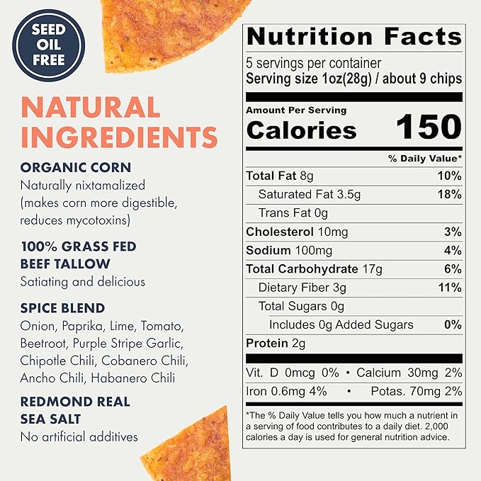 MASA Chips - Cobanero Tortilla Chips - Handmade Corn Tortillas - Spicy Chips & Snacks - Naturally Grown Yellow Corn, Made with Grass Fed Tallow, Sea Salt, Chili - 2 Pack 5 Ounce Each