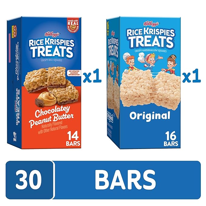Rice Krispies Treats Crispy Rice Squares, Snack Bars, Variety Pack (2 Boxes, 30 Count)