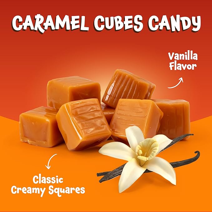 Caramel Cubes Candy - 2 Pound Bulk Pack (About 135 Count) - Classic Creamy Squares - Individually Wrapped