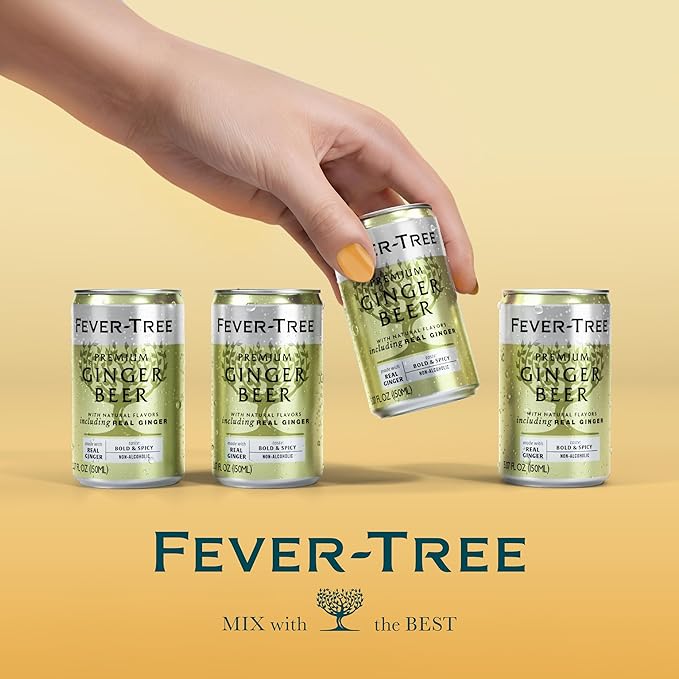 Fever-Tree Ginger Beer – Premium Mixer for Cocktails and Mocktails, 5.1 fl oz Cans, Pack of 8 – Naturally Sourced, Non-GMO