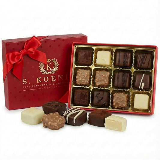 Luxury Milk Chocolate Truffles Gift Box, 12-Piece Assorted Belgian-Style Chocolates, Valentine’s Day Chocolate Gift For Her Or Him, Box Of Chocolates For Date Night Desserts, Birthdays And Anniversaries