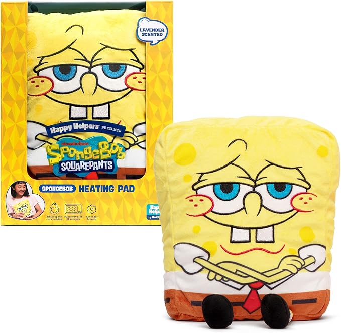 Happy Helpers SpongeBob By Relatable, The Cozy Comfort That's Anything But Boring, Get Relief With This Plush Heating Pad For Period Cramps and Body Pain, Includes 1 Microwavable SpongeBob Heating Pad