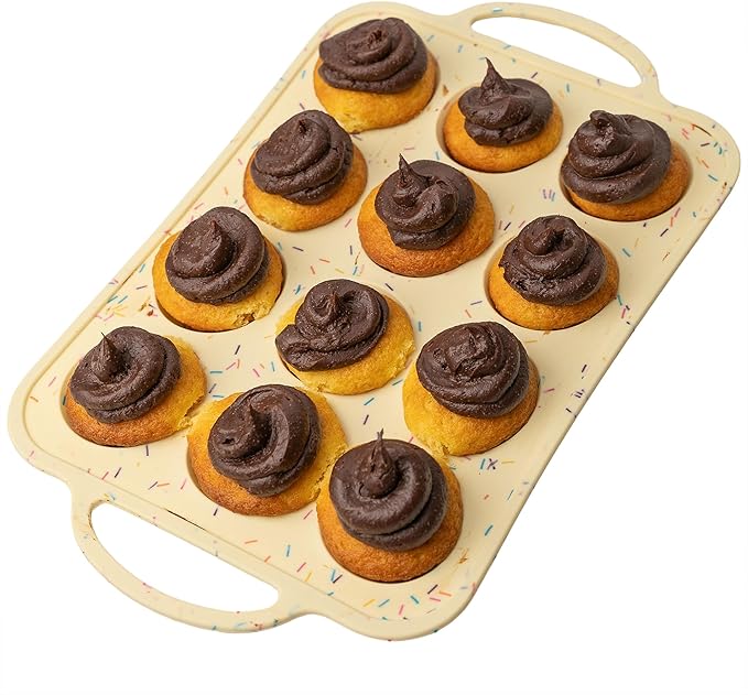 BAKE BOSS Silicone Mini Muffin Pan 12 Count – Non-Stick Muffin Pans for Baking, BPA-Free Silicone Cupcake Pans for Baking, Easy Release, Metal Handles, Oven & Dishwasher Safe