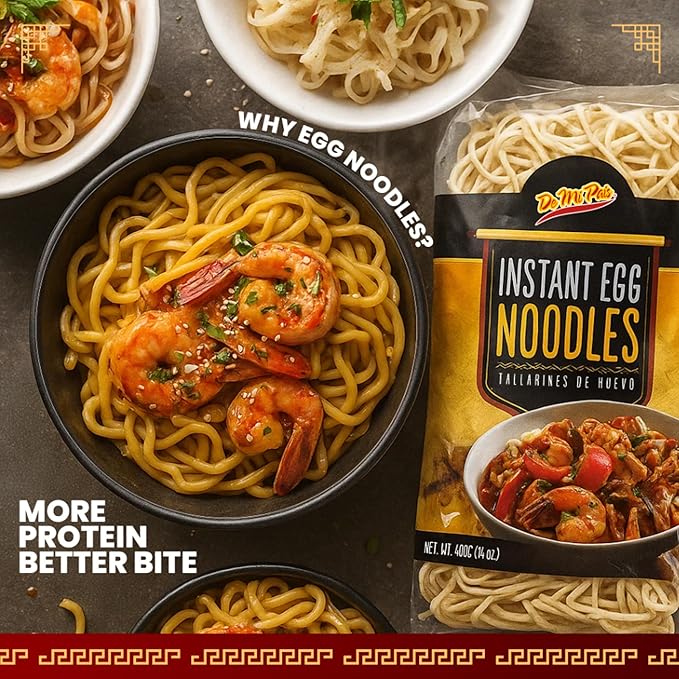 De Mi Pais Egg Noodles – Instant Egg Noodles for Soup, Stir-Fry, Pasta or Ramen Recipes; Traditional Noodles Eggs Crafted in Cambodia Using Traditional Techniques for Rich Flavor – 14 oz | 12-Pack