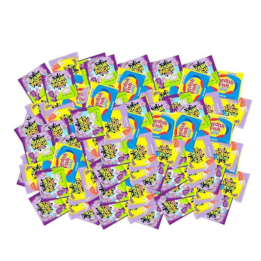 Assorted Easter Special - SourPatch Sour Eggs + Mini SwidishFish - 2 lbs Individually Wrapped Sweet & Sour Candy Pack - Delicious Gummy Candy for Easter, Valentines Day, Pinata, Birthdays & Pantry