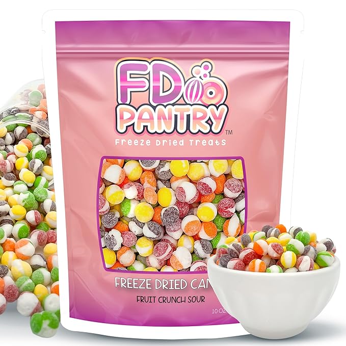 Fruit Crunch Sour Freeze Dried Candy 10oz, Assorted Sour Freeze Dried Candy Variety Pack 10 oz Large Pouch, Ideal Crunchy Freeze Dried Sweets Gift - Large Resealable Bag