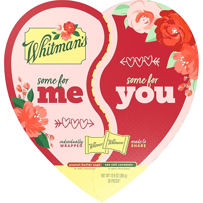 WHITMAN'S Valentine's Day Best Friends Forever Heart Milk & Dark Chocolate Candy Gift Box, 12.9 oz.