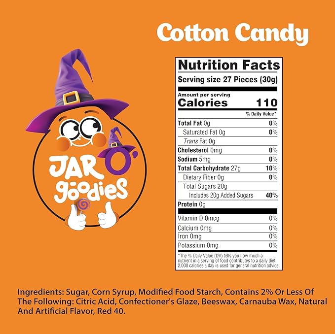 Jar O' Goodies - Valentines Day Sweet Treats, Cotton Candy Jelly Beans Gift Set, Original Chewy Candies (6 Ounce, 1 Pack) Party Favor - Gluten & Nut Free, Kosher Parve