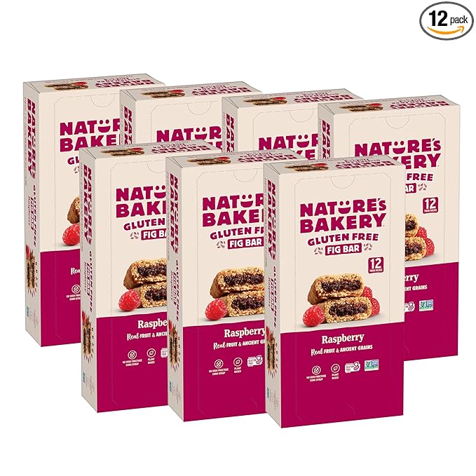 Nature's Bakery Gluten Free Fig Bar, Raspberry, Plant-Based, Vegan Friendly, Kosher, Non-GMO, 2 Ounce (Pack of 12)