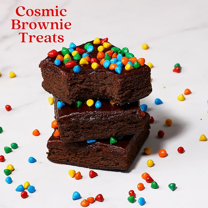Brownies Gift Basket | Chocolate Brownies Individually Wrapped [9 Count] Topped with Rainbow Candy Chips | Birthday Snacks | Food Gifts for Men, Women | Kosher, Dairy & Nut Free | Stern’s Bakery