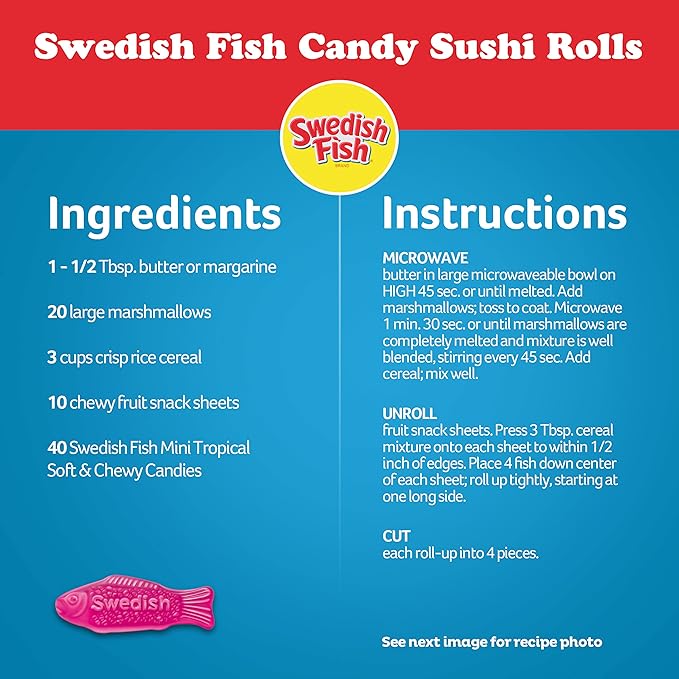 SWEDISH FISH Mini Tropical Soft & Chewy Candy, 12 - 8 oz Bags