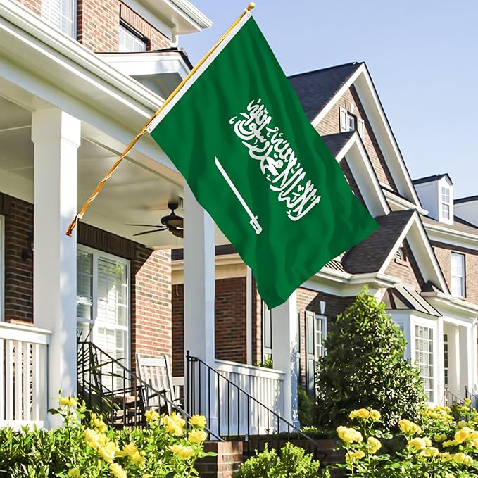 Ahfulife Saudi Arabia Flag 3x5 Ft, 1 Pc Large Saudi Arabian National Flags for Outdoor Indoor, Double Sided with Brass Eyelets for World Cup, National Day, Party, Garden, Bar, Street Decor
