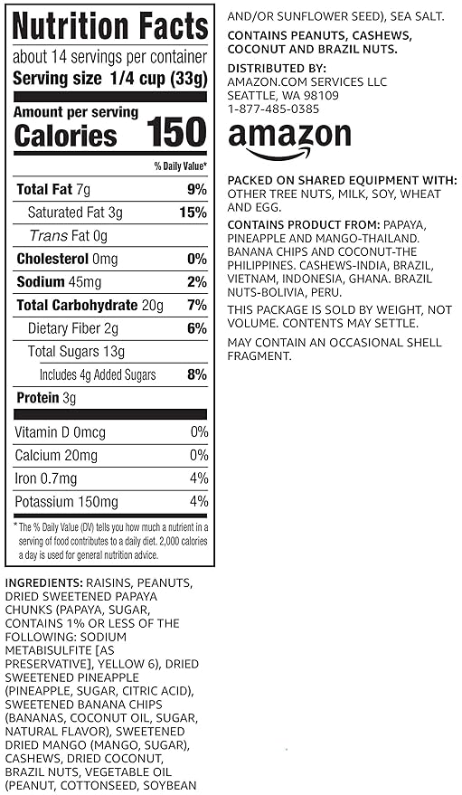 Amazon Brand - Happy Belly Tropical Trail Mix, 1 pound (Pack of 3)