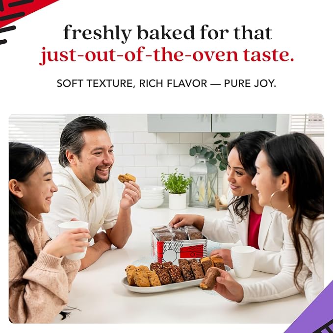 David's Cookies Assorted Brownies Gift Tin - 20 Slices of Individually Wrapped Gourmet Brownies - Delicious Variety of Flavors, Fresh Baked Snacks - Ideal Brownies Gift Basket For Special Occasions