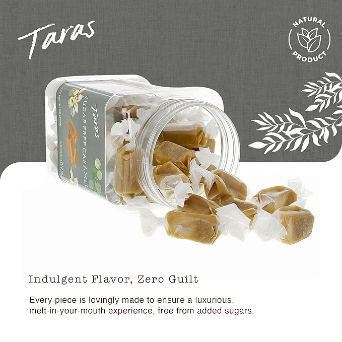 Taras Gourmet Sugar Free Caramels | All Natural Candy | Creamy & Individually Wrapped with Real Butter (20 oz)