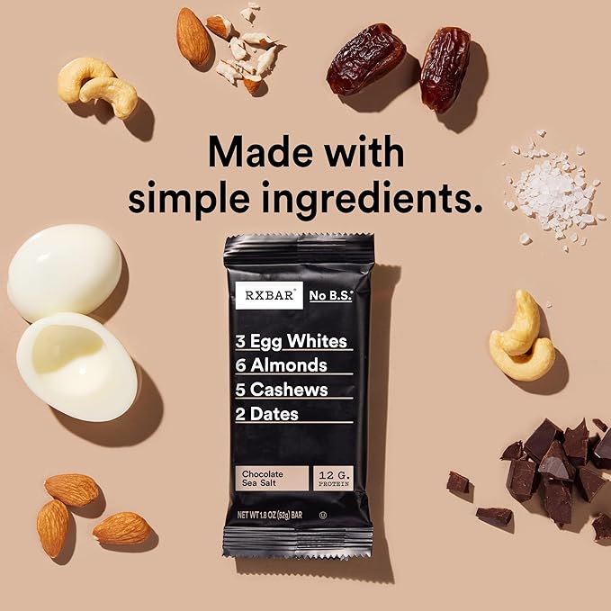 RXBAR Protein Bars, Protein Snack, Snack Bars, Chocolate Sea Salt, 9.1oz (5 Count)