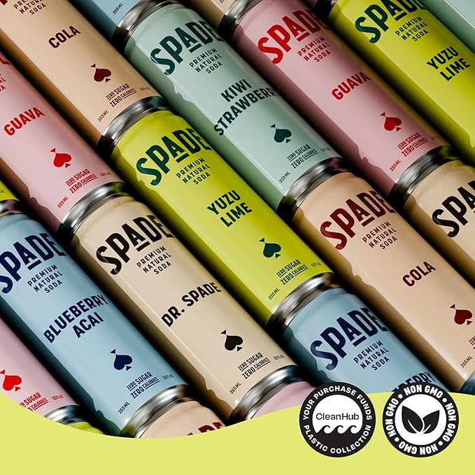 Spade Soda Nostalgic Variety 12 Pack, Premium All-Natural, No Sugar, No Calories, Electrolytes, Magnesium, Potassium, Healthy Non GMO, Sweet Quality Stevia, No Artificial Sweeteners, Great Taste, Bold Taste