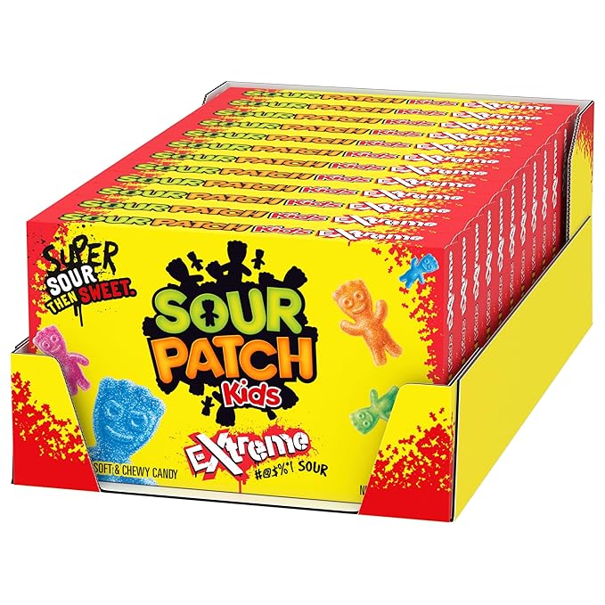 SOUR PATCH KIDS Extreme Sour Soft & Chewy Candy, Bulk Candy, 12 - 3.5 oz Boxes