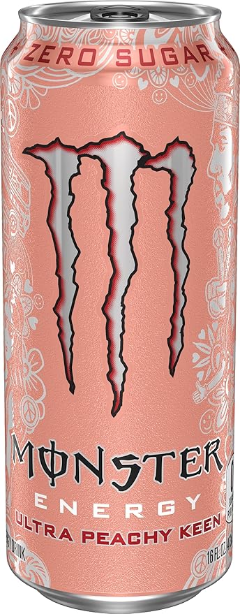 Monster Energy Ultra Peachy Keen, Sugar Free Energy Drink, 16 oz | Pack of 15