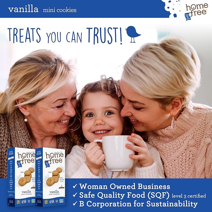 Homefree Mini Vanilla Cookies, Gluten Free, Nut Free, Vegan, School Safe and Allergy Friendly Snack, 5 oz. Box (Pack of 1)