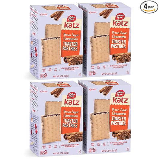 Katz Gluten Free Cinnamon Toaster Pastries. Healthy snacks for adults and kids. Free of Dairy, Peanuts, Tree Nuts, and Sesame, No Artificial Color. Kosher 8oz (4pk).