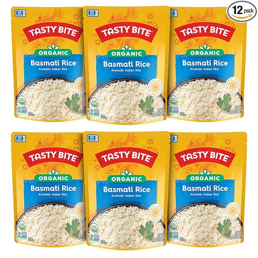 Tasty Bite Organic Basmati Rice, 8.8 Ounce, Pack of 12, Ready to Eat, Microwavable, Vegan, Gluten-Free