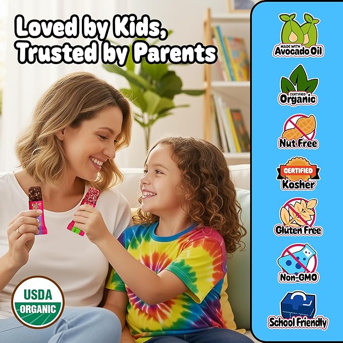 Snakkidz Organic Chewy Granola Bars for Kids, Allergen-Free, Nut-Free, Gluten-Free, Low Sugar Snack Bars Made with Avocado Oil, Individually Wrapped, School Lunch Snacks, Bulk Pack of 45, Variety Pack