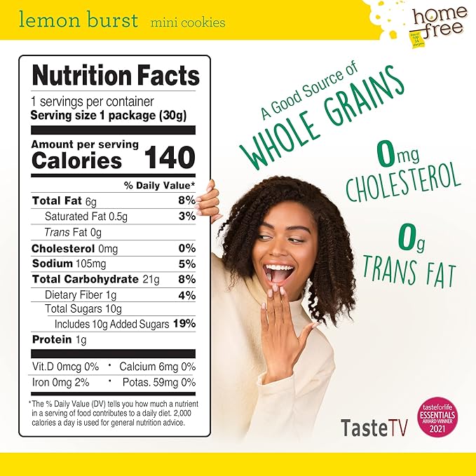 Homefree Treats You Can Trust Gluten Free Mini Cookies, Single Serve, Lemon Burst, 1.0 Ounce (Pack of 30)…